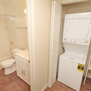 Model unit bathroom and laundry room